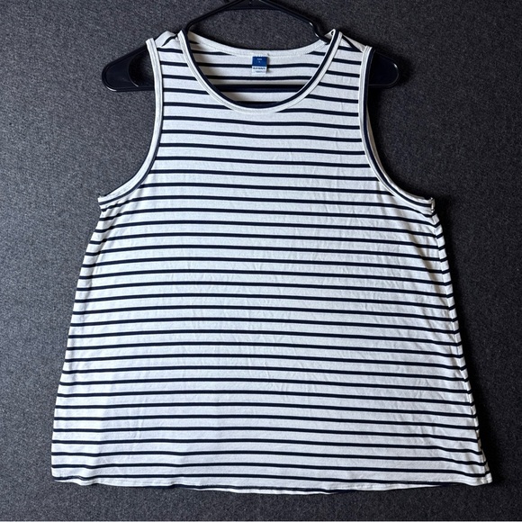 Old Navy Tops - OLD NAVY WOMENS LARGE TANK TOP WHITE NAUTICAL SLEEVELESS STRETCHY LOOSE FIT
